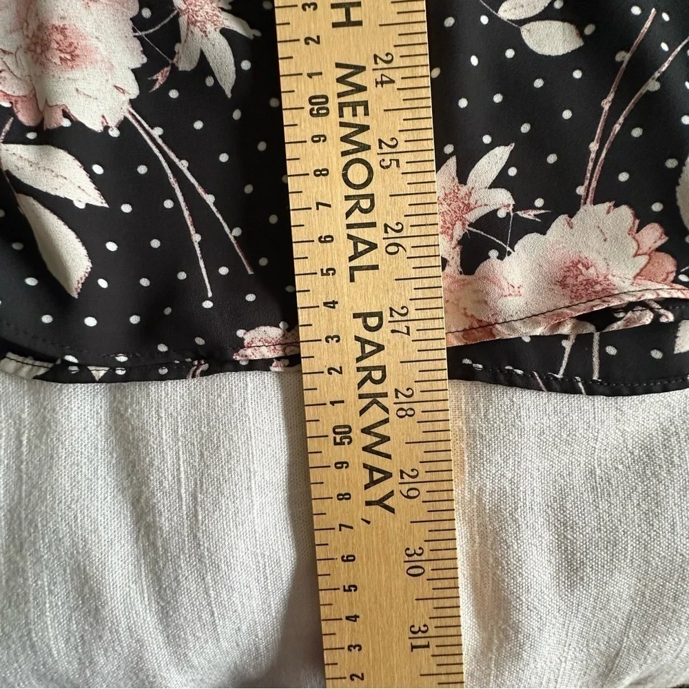 Rose + Olive Blouse Womens 3X Black Floral Polka Dot Wrap VNeck Long Sleeve Boho